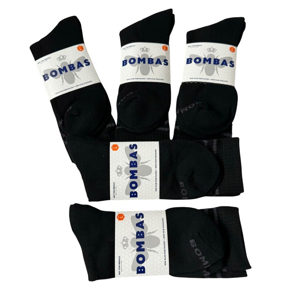 Bombas crew Socks size Large Mens/Womens black cushion stay up Honeycomb new‎